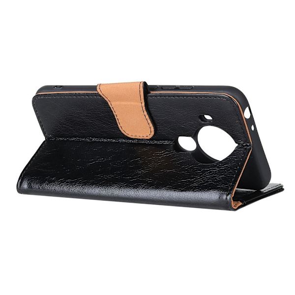 Nappa Texture Split Leather Wallet Case for Nokia 7.3 - Black Black