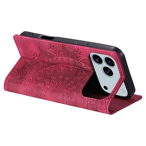 Cover til iPhone 17 Pro Max med Magnetisk Lukning Mønsterpræget Red