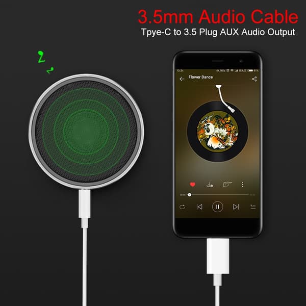 USB-C til 3,5 mm lyd-AUX-adapterkabel til analog overførsel White