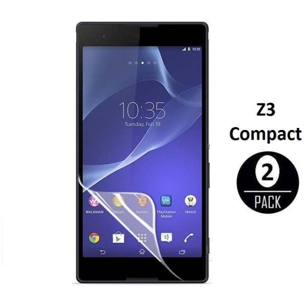 2 näytönsuojaa Sony Z3 Compact + Puhdistusliinalle Transparent