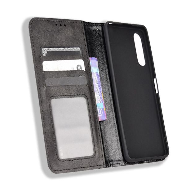 Wallet Stand Flip - telefonetui til Xperia 10 V - Sort Black