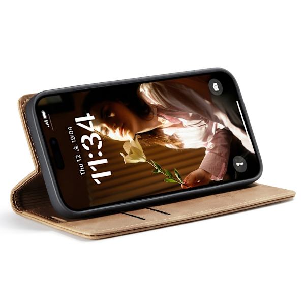 CASEME Retro lompakkokotelo iPhone 16 Brown