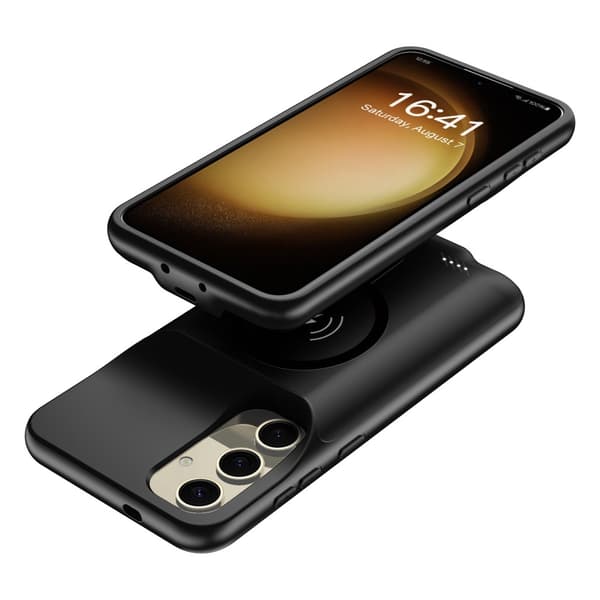 For Samsung Galaxy S25 Ladedeksel Shell 10000mAh batterikompatibel MagSafe Black