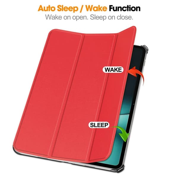 Til OnePlus Pad Tri - fold Stand Wake/Sleep Cover Tabletetui - Rød Red
