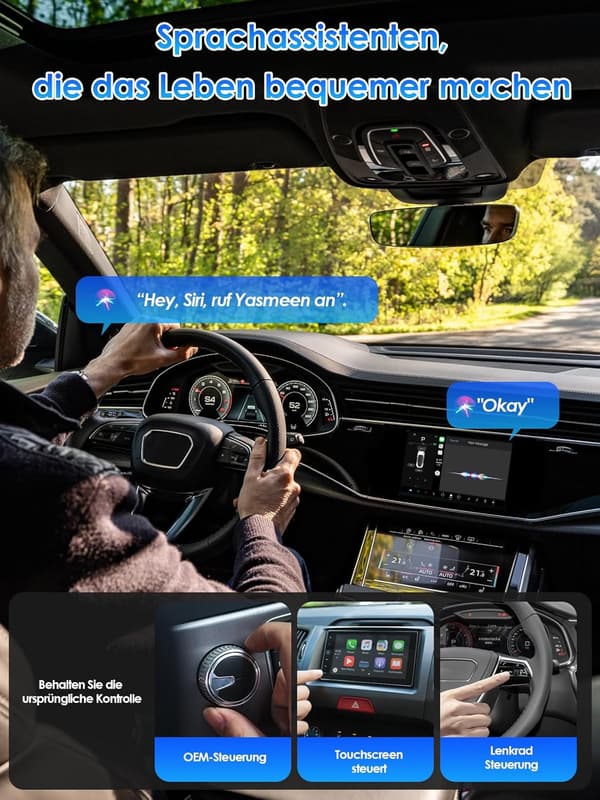 Trådlös 2-i-1-adapter för CarPlay/Android Auto