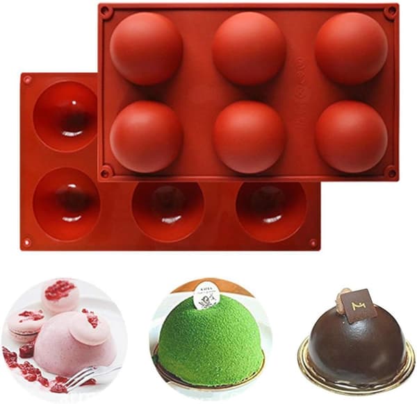 Silikoneform - Kugle / Halvkugle 6-dele - Is/Chokolade/Geléform Brun