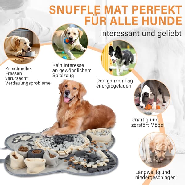 Snoomatta hund, foder-snuffelmatta, hund-snuffelmatta, valpträningsmatta, snuffelleksak interaktiva hundleksaker