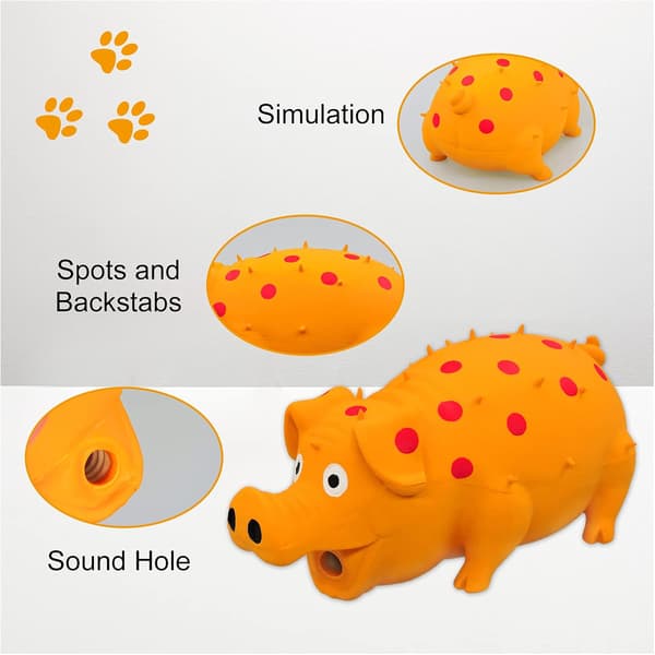 Hundleksak som piper, Dots Latex Hund Tuggleksaker med Pipande Gris som Grymtar