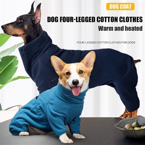 Hund vinterjacka fleece jumper pullover hundtäcke för stora hundar vinter varma tröjor för hund pyjamas liten navy blue S