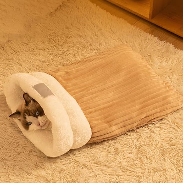 Kattsovsäck, fluffig kattsovsäck, bekväm kattsovsäck, Cat Winter Sleeping Bag,M