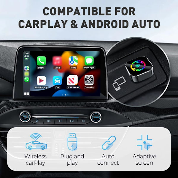 Päivitetty langaton CarPlay-sovitin, mini USB -autosoitin langaton sovitin