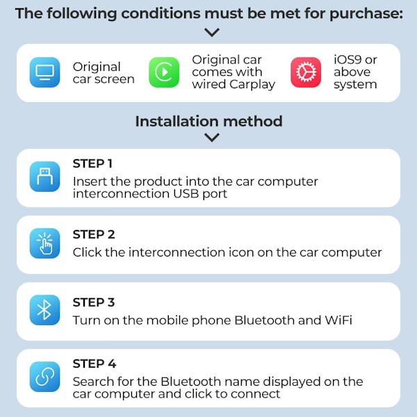 Päivitetty langaton CarPlay-sovitin, mini USB -autosoitin langaton sovitin