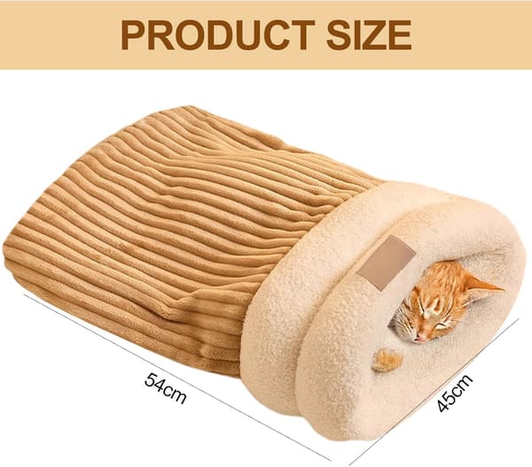 Kattsovsäck, fluffig kattsovsäck, bekväm kattsovsäck, Cat Winter Sleeping Bag,M