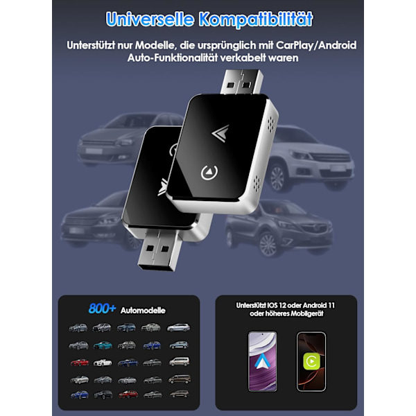 Langaton 2-in-1 -sovitin CarPlay/Android Autolle