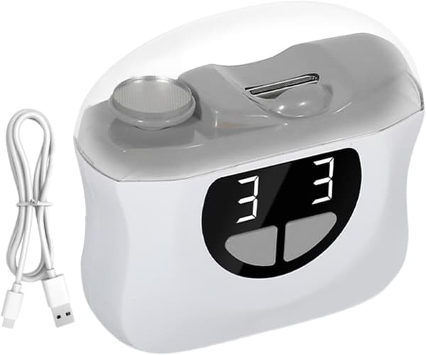 Elektrisk Negleklipper, med 3 hastigheder, LED-belysning og opbevaringsboks grey