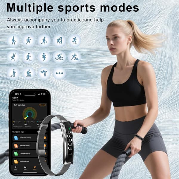 Tech Smart Fitness Tracker Armbånd Smartwatch Aktivitets-, Søvn- & Pulsmåling, Multisportstilstande