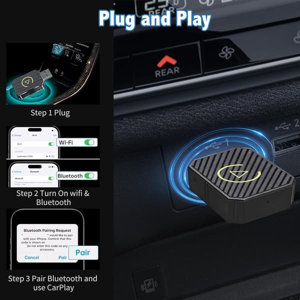 Trådlös Android Auto & Carplay trådlös adapter, uppgraderad trådlös Carplay-adapter