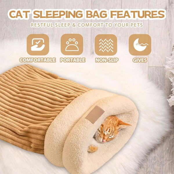 Kattsovsäck, fluffig kattsovsäck, bekväm kattsovsäck, Cat Winter Sleeping Bag,L