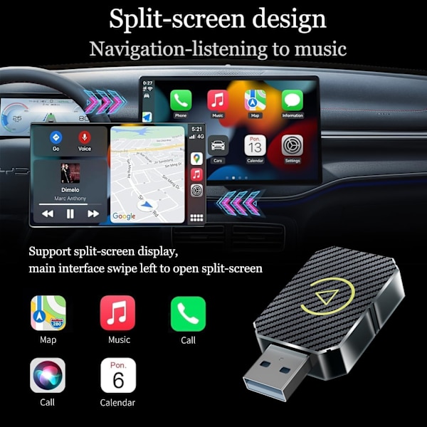 Carplay trådløs adapter, konverterer Carplay kablet til trådløs