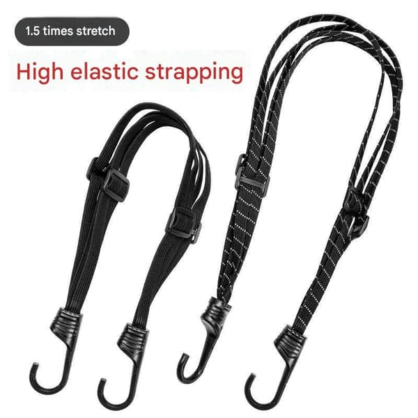 Reflekterende elastiske bungee-snore med plaststål kroge, 60cm+90cm til motorcykel E-cykel bagage