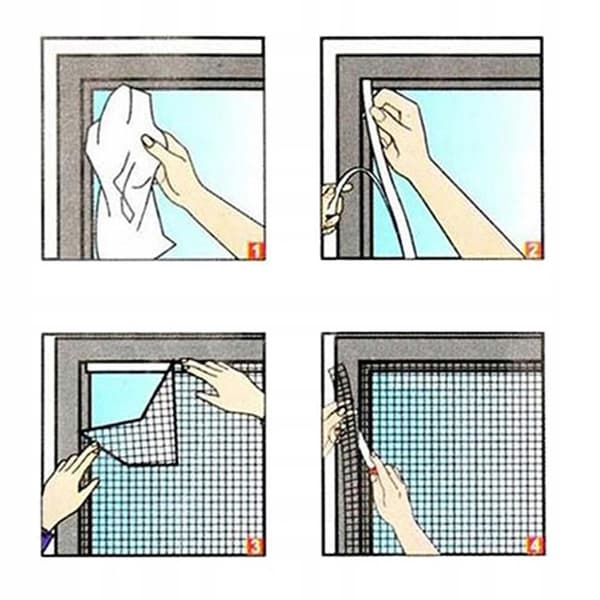 Cuttable mosquito net for windows with velcro 150x180cm black