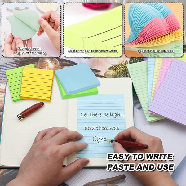 Post-it-notes, 560 ark/blok, 70 x 70 mm, 8 farver stjerneformede, uden linjer, selvklæbende til kontor, møder, skole og hjem
