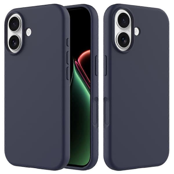 iPhone 17-skal, droppsäkert flytande silikon med mjukt foder baksida - lingling} Midnattsblå Blue