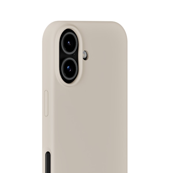 iPhone 17-telefondeksel, silikonmateriale, lys beige.