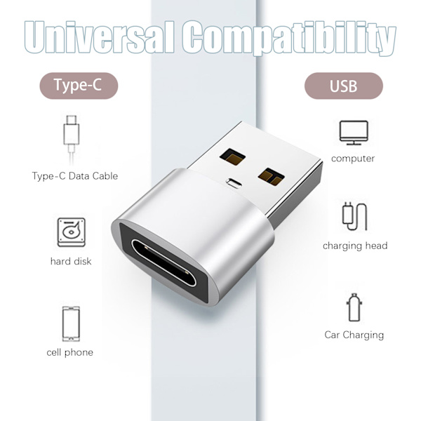 2-pak USB-C til USB-adapter til dataoverførsel og opladning Sort Sort