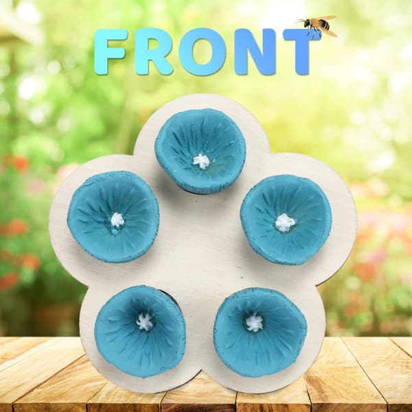 Drikkeskål til bier, blå blomst vanddispenser til bier, insektfoderautomat, udendørs haveudsmykning blå blomst blue flower