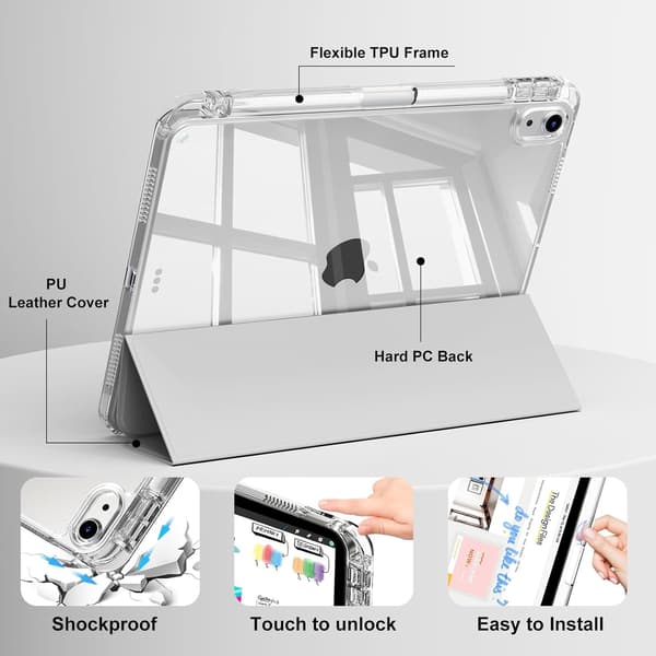 Klar hårdt etui til iPad med penneholder, sort iPad (A16) Black