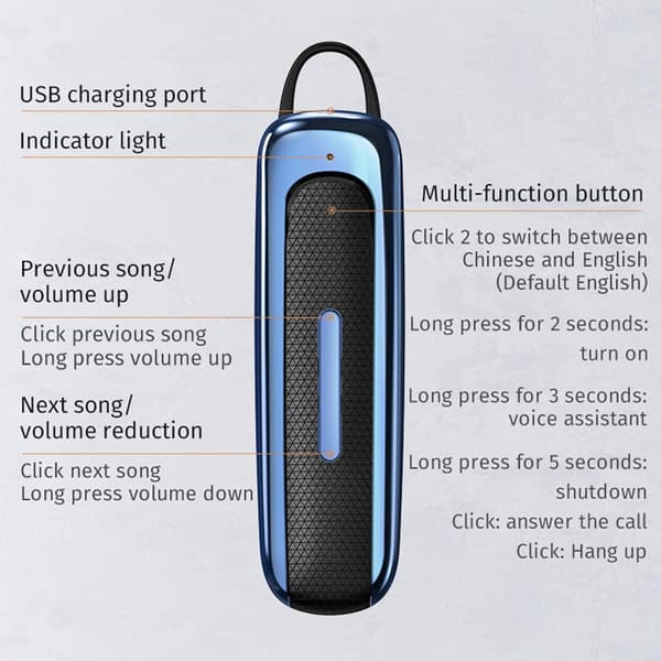 Trådlöst Bluetooth-headset, E1 Bluetooth-headset Handsfree Business Headset Trådlösa stereoheadset