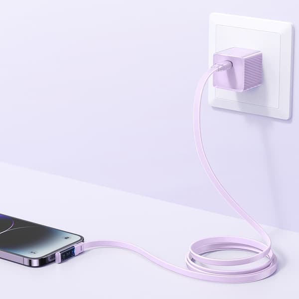 MCDODO Rettvinklet USB-C Lightning Flat Datakabel 36W for iPhone 12/13/14, Svart, 1 meter