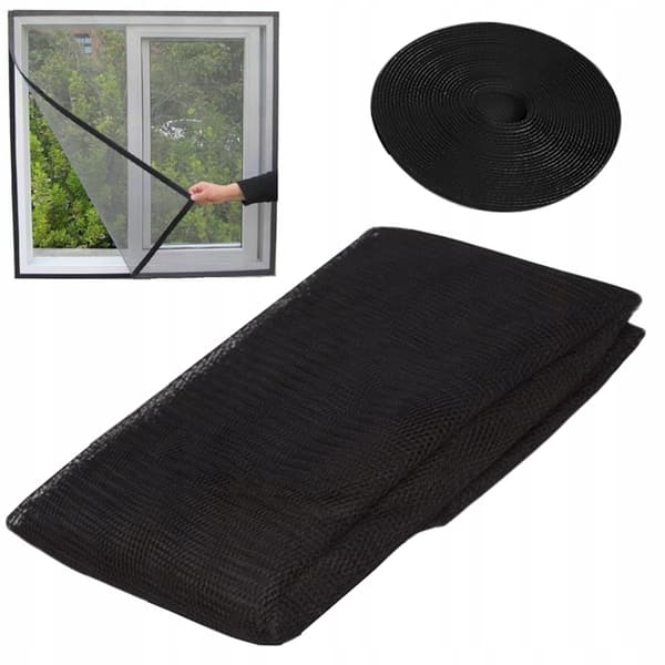 Cuttable mosquito net for windows with velcro 150x180cm black