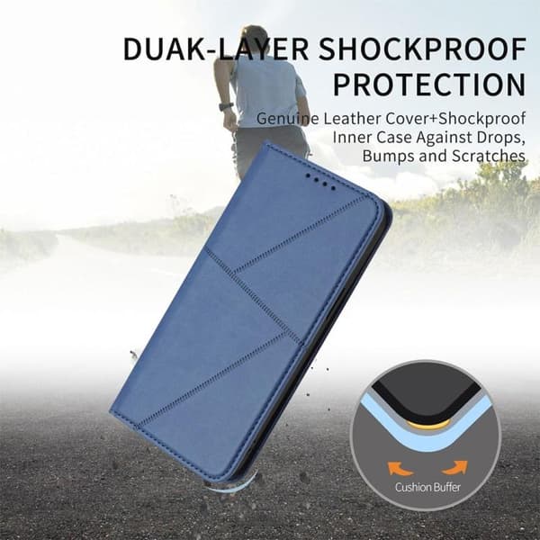 iPhone 17 mobilskal, lädermaterial, stark magnetlås, matt yta, kungsblå. Kunglig blå