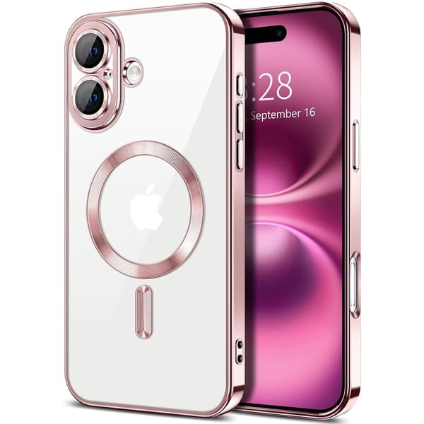iPhone 16 Deksel - Metallmateriale, Magnetisk Design, Slankt og Lett - Rose Rosa
