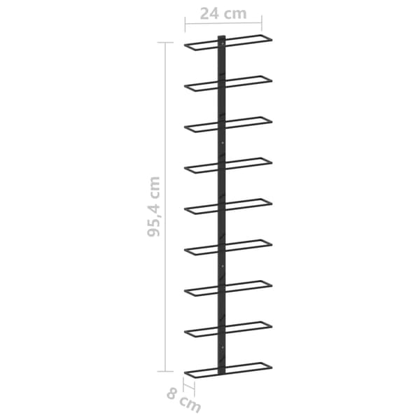 vidaXL Wall-mounted wine rack for 9 bottles black iron Black