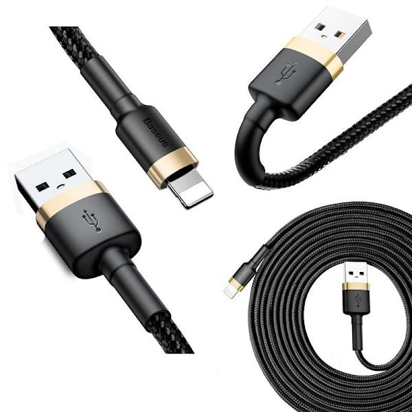 Lynhurtigt opladerkabel til iPhone/iPad - 3 meter sort