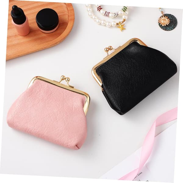 2-pack mini myntväska, retrostil PU-läder bärbar myntförvaringsväska