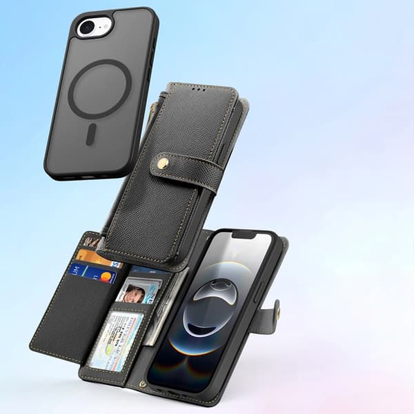 Dux Ducis iPhone 16e Plånboksfodral, Lawn Läder - Svart