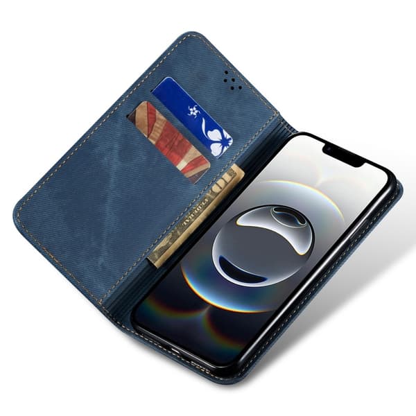SKALO iPhone 16e Denim Pung Etui - Blå