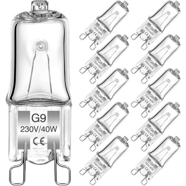 10-pack G9 40W halogenlampor - Varmvit 2700K, dimbar, G9-sockel