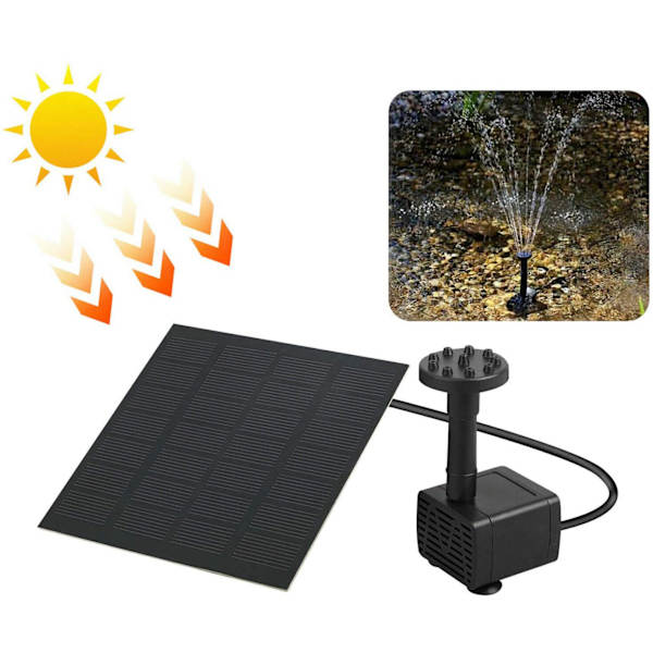 En fontene med solcellepaneler og fire dyser
