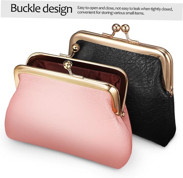 2-pack mini myntväska, retrostil PU-läder bärbar myntförvaringsväska