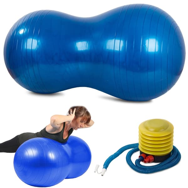 Träningsboll / Pilatesboll med pump - Jordnötsblå Blå