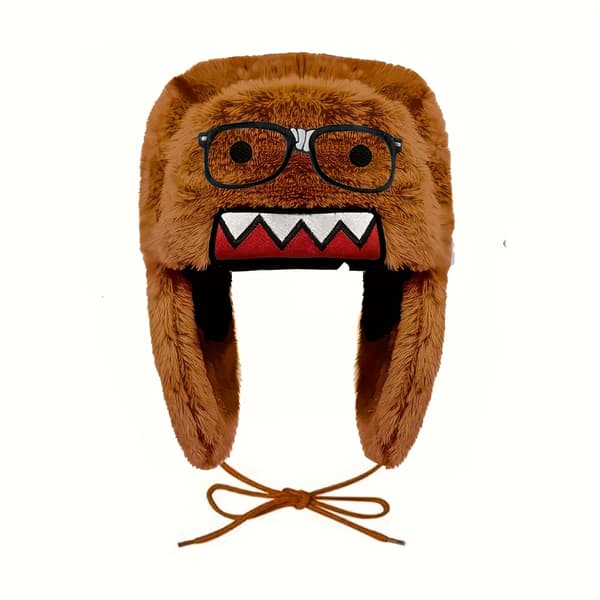 Broderet tryk Domo-Kun Anime Briller Stil - Sød Snøre Aviator Hat, Perfekt til Temafester, Grøn Green