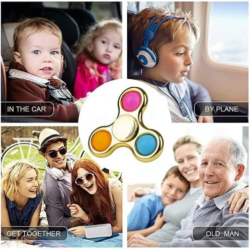 （Guld）Fidget Spinner Poppet Enkelt Rotation Sanselegetøj, Pop it Fidget Legetøj, Bærbart Fidget