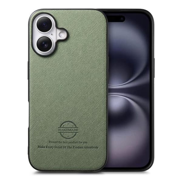 iPhone 17 Cover - Twill og Læder Materiale, Grøn Grön