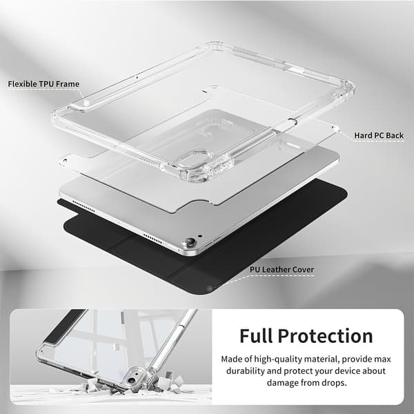 Klar hårdt etui til iPad med penneholder, sort iPad (A16) Black