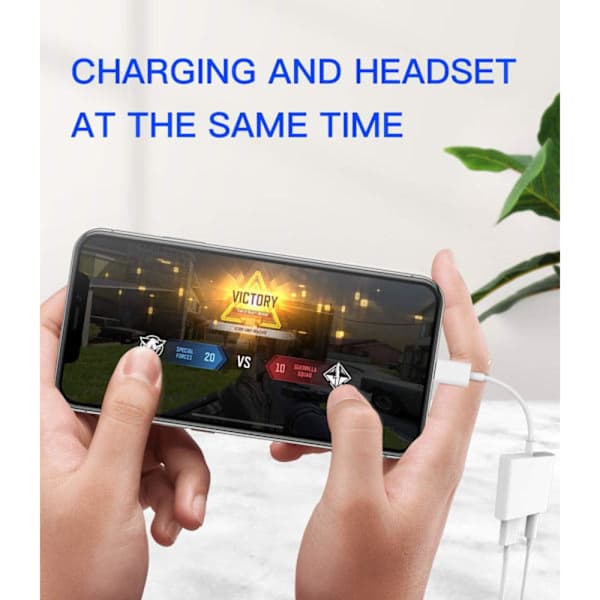 Lightning til 3,5 mm splitter 2-i-1 (2-pak) iPhone AUX-adapter til hovedtelefonstik Dongle-kabel